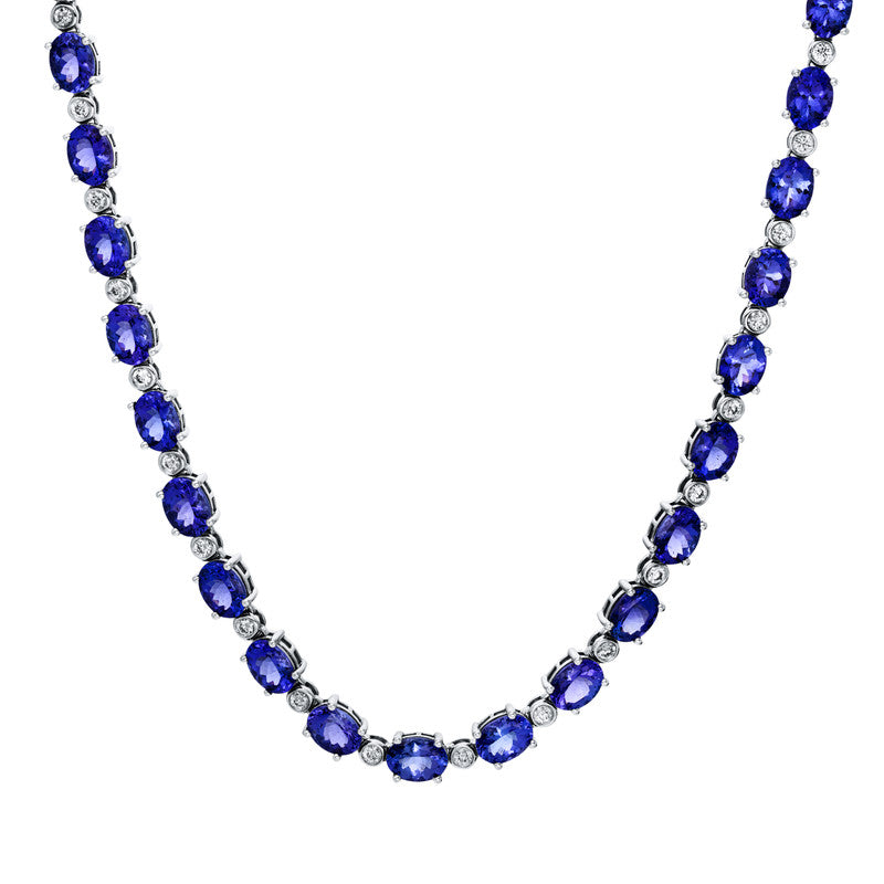 Collier 18 kt WG, 39 Brill. 2,24 ct, TW-si, 39 Tansanit 48,16 ct blau