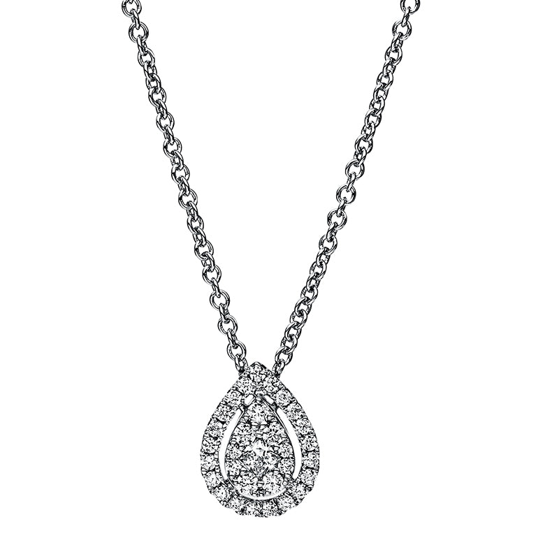 Collier 18 kt WG, 1 Princ. 0,08 ct, TW-si, 30 Brill. 0,16 ct, TW-si