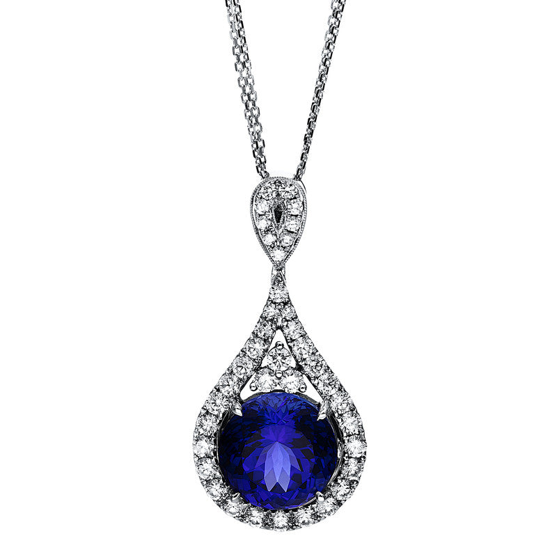 Collier 18 kt WG, mit Öse, 38 Brill. 1,87 ct, TW-si, 1 Tansanit 12,08 ct blau