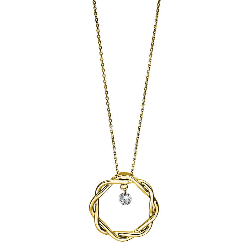 Collier 14 kt GG, 1 Brill. 0,12 ct, TW-si