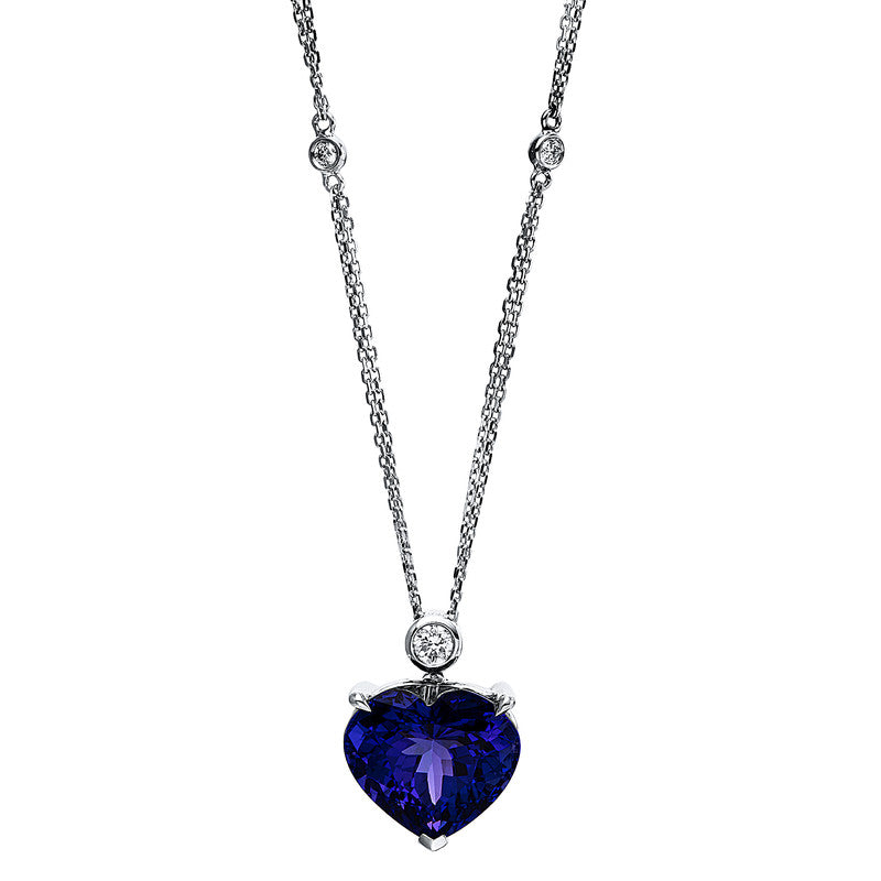 Collier 18 kt WG, 1 Brill. 0,17 ct, TW-si, 4 Brill. 0,14 ct, TW-si, 1 Tansanit 11,73 ct blau