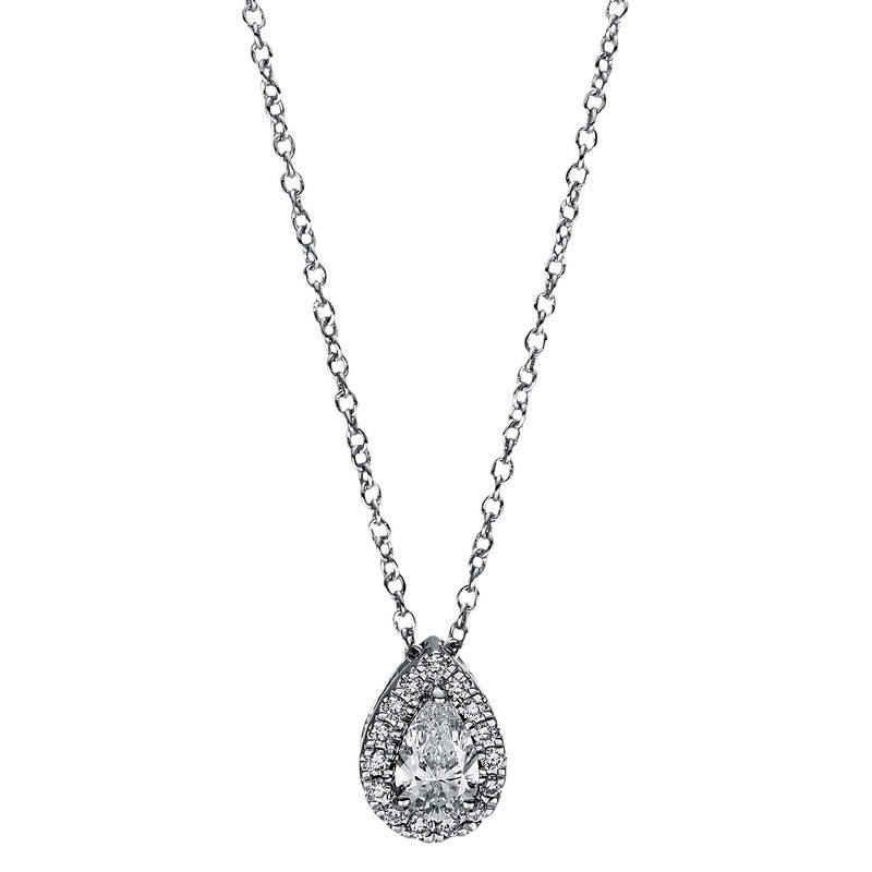 Collier 18 kt WG, 1 Tropfen 0,24 ct, TW-si, 15 Brill. 0,07 ct, TW-si