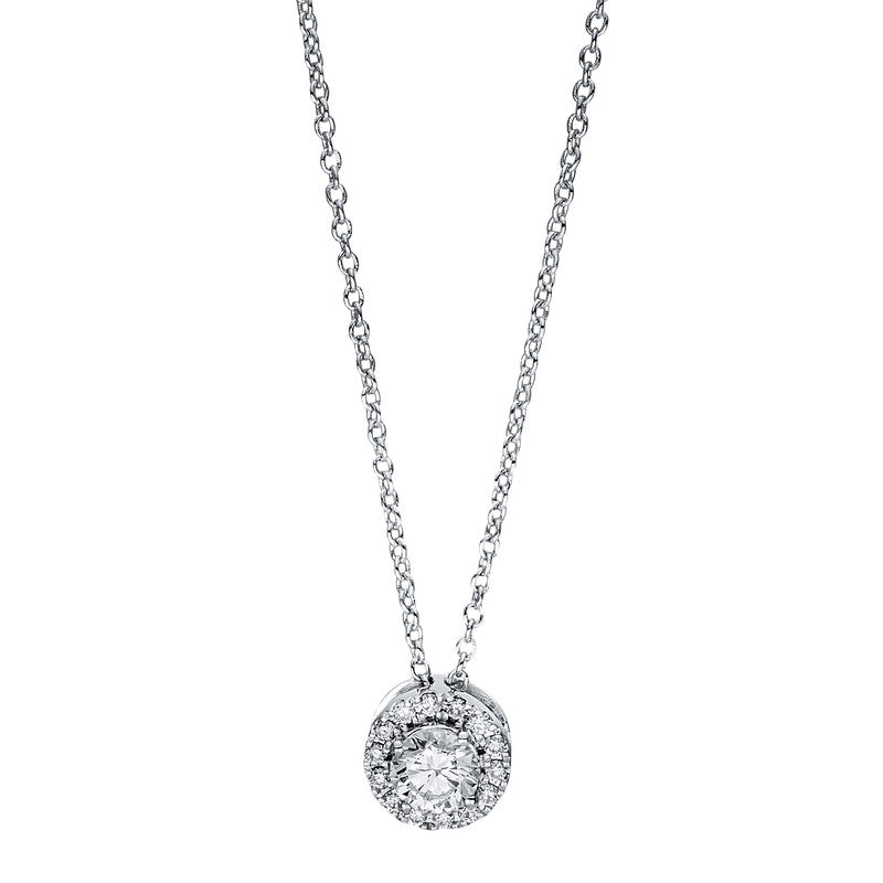 Collier 18 kt WG, 1 Brill. 0,25 ct, TW-si, 14 Brill. 0,07 ct, TW-si