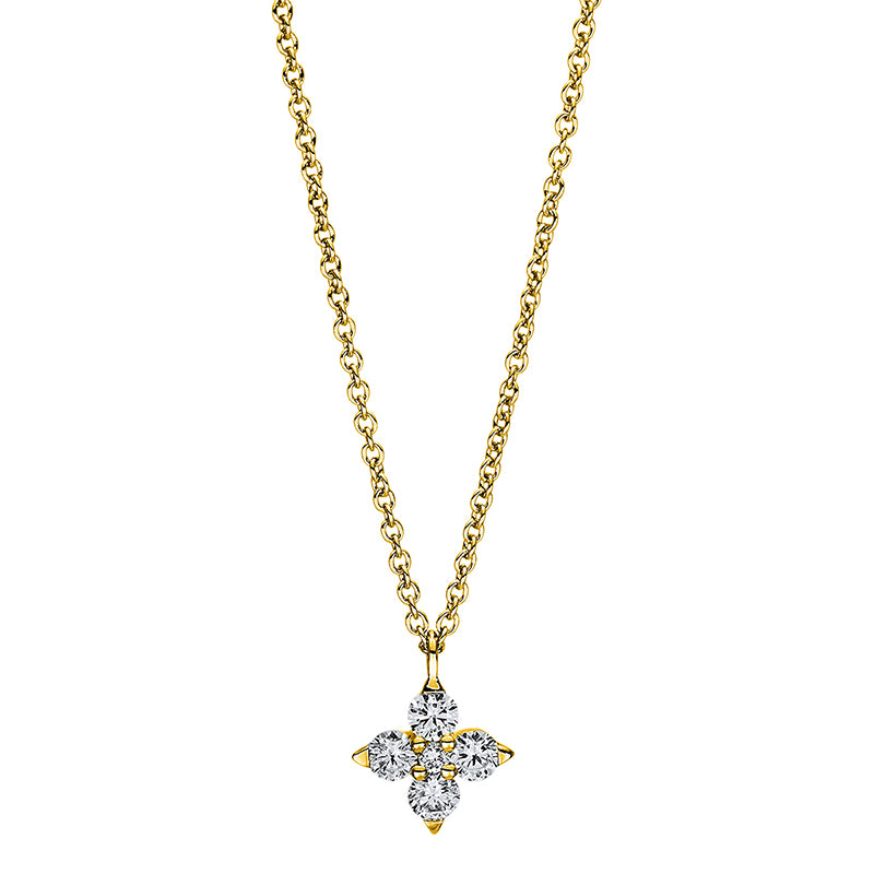 Collier 14 kt GG, 1 Brill. 0,01 ct, TW-si, 4 Brill. 0,27 ct, TW-si