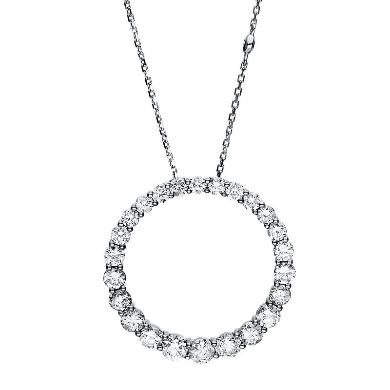 Collier 18 kt WG, mit ZÖ 40 cm + 43 cm, 3 Brill. 0,58 ct, TW-si, 23 Brill. 2,01 ct, TW-si