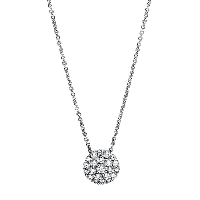 Collier 18 kt WG, mit ZÖ 38.7 cm, 1 Brill. 0,06 ct, TW-vsi/si, 21 Brill. 0,39 ct, TW-vsi/si
