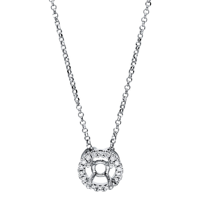 Collier 18 kt WG, 18 Brill. 0,07 ct, TW-si, Leerfassung für 1x 0,40 ct
