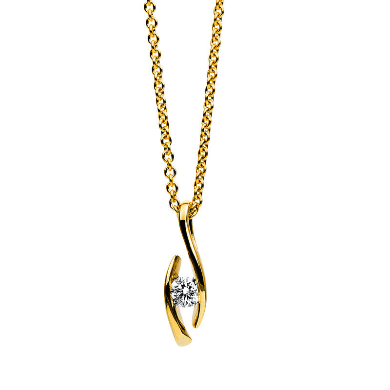 Collier 18 kt GG, 1 Brill. 0,10 ct, TW-si