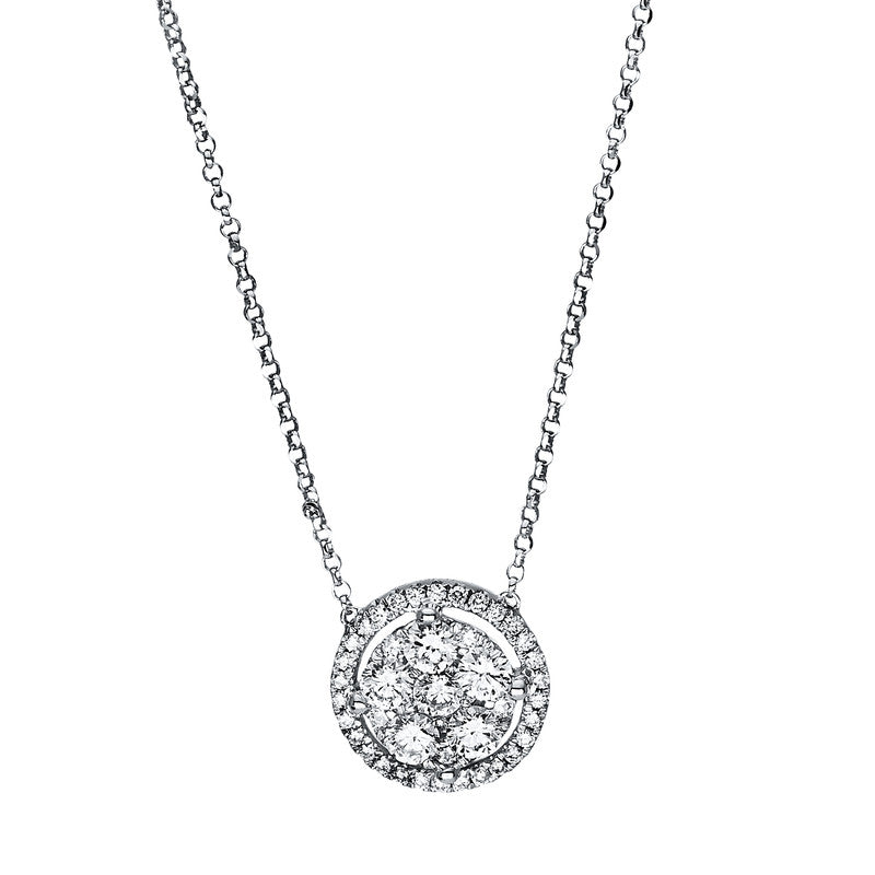 Collier 18 kt WG, mit ZÖ 38 cm + 40.6 cm, 6 Brill. 0,44 ct, TW-si, 37 Brill. 0,23 ct, TW-si