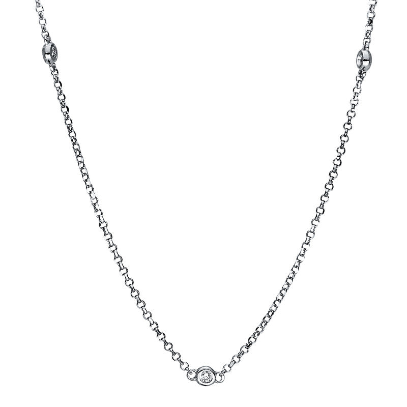 Collier 18 kt WG, mit ZÖ 38 cm + 40,6 cm, 8 Brill. 0,09 ct, TW-si