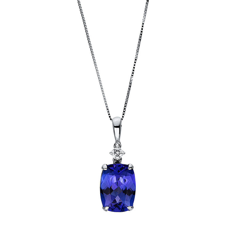 Collier 18 kt WG, mit Öse, 1 Brill. 0,07 ct, TW-si, 1 Tansanit 3,17 ct blau