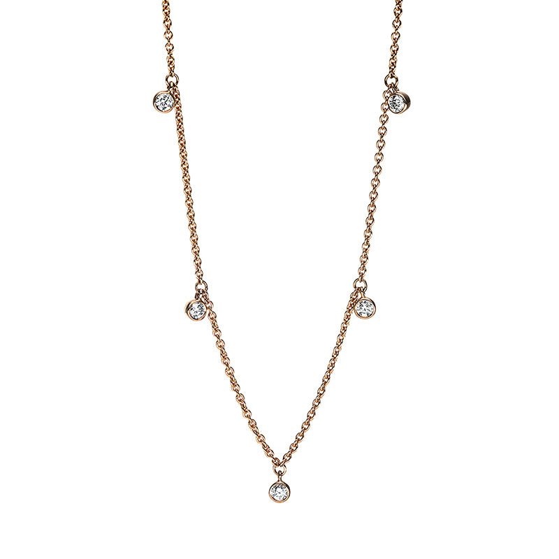 Collier 18 kt RG. 5 Brillanten 0.18 ct. TW-si. L:40.6 cm