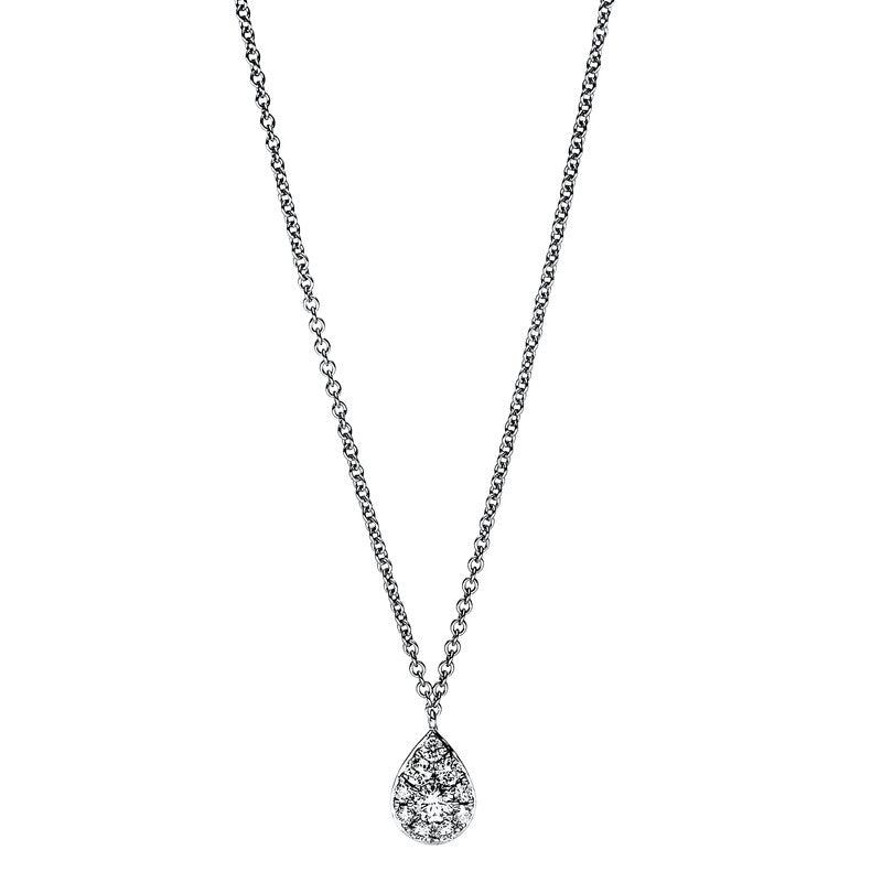 Collier 18 kt WG, 4 Brill. 0,03 ct, TW-si, 5 Brill. 0,07 ct, TW-si, 1 Brill. 0,05 ct, TW-si