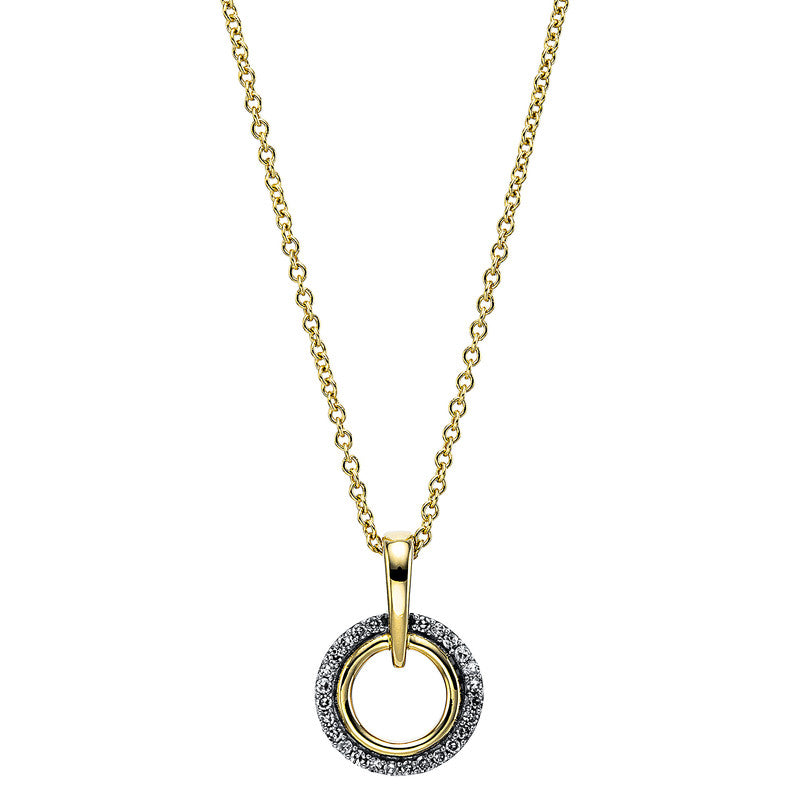 Collier 18 kt GG, mit Öse, 23 Brill. 0,07 ct, TW-si