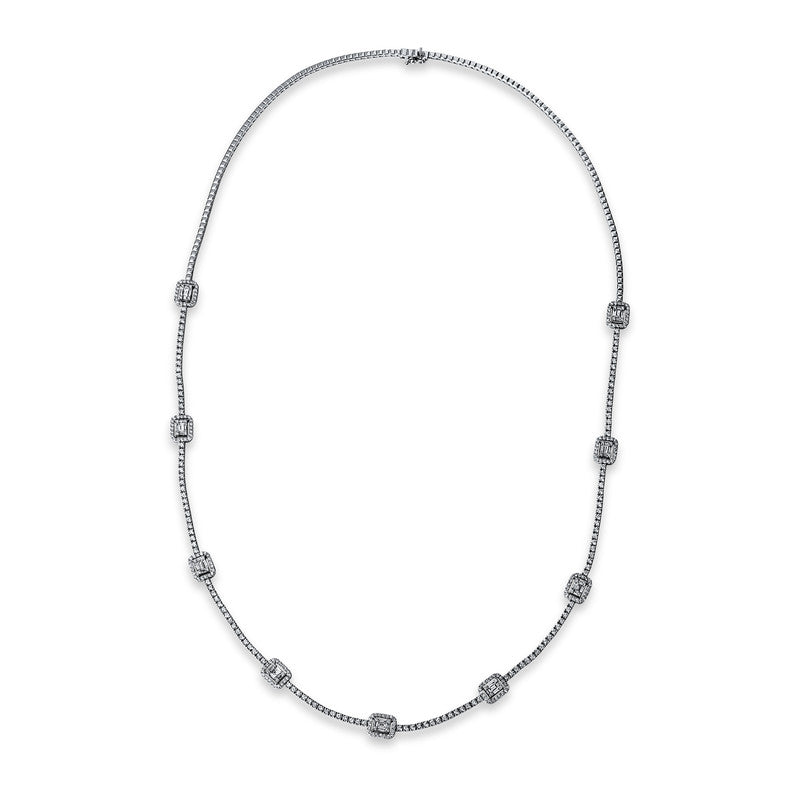 Collier 18 kt WG, 45 Bag. 1,24 ct, TW-vsi/si, 348 Brill. 5,15 ct, TW-vsi/si
