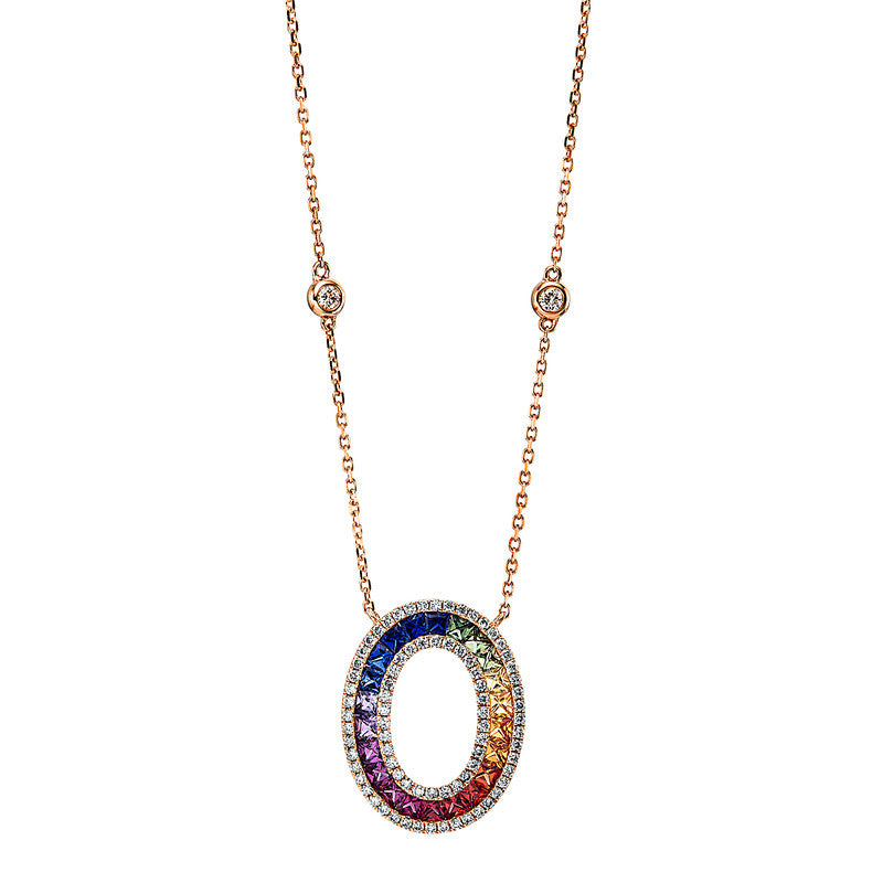 Collier 18 kt RG, 80 Brill. 0,44 ct, TW-si, 22 Saphire 1,60 ct fancy