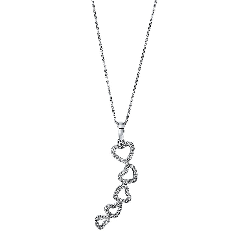 Collier 18 kt WG Herz. mit Öse. 67 Brillanten 0.15 ct. TW-vsi/si. L:42.0 cm