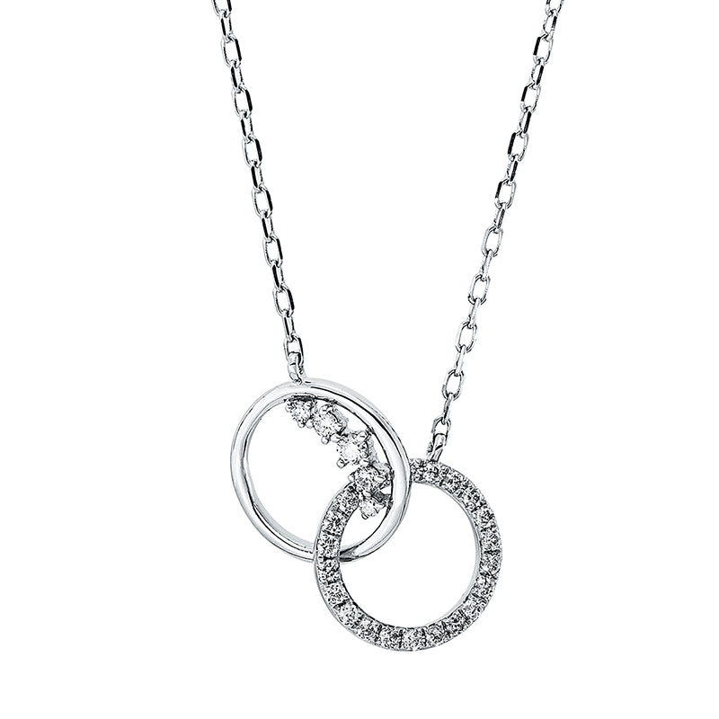 Collier 18 kt WG, Länge variabel, 3 Brill. 0,05 ct, TW-pi, 24 Brill. 0,16 ct, TW-pi