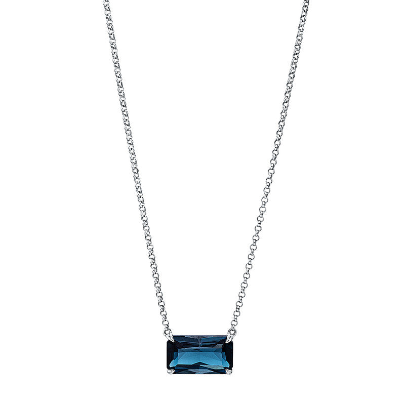 Collier 18 kt WG, mit ZÖ 40 cm, 1 Topas 2,90 ct Lond. blue