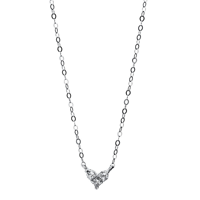 Collier 18 kt WG Herz. 3 Princ. 0.08 ct. TW-si. L:45.7 cm
