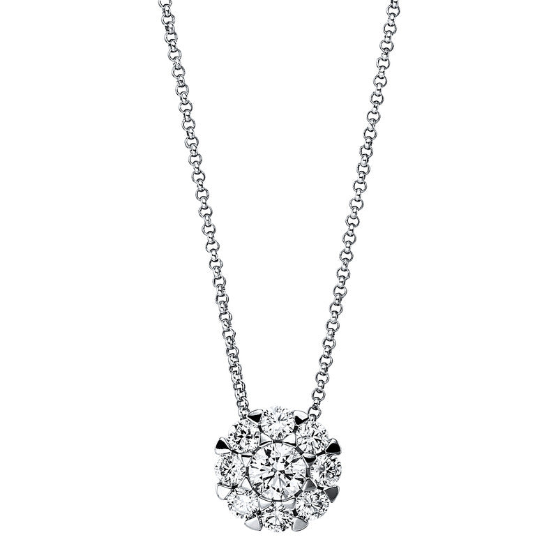 Collier 18 kt WG, 9 Brill. 0,64 ct, TW-si
