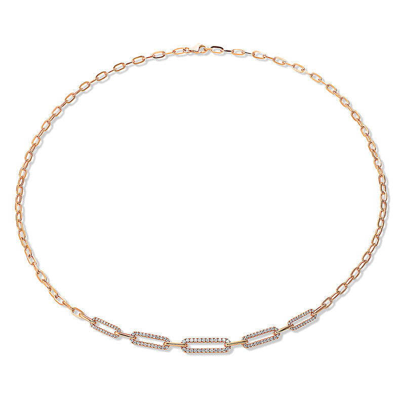 Collier 18 kt RG, 96 Brill. 0,45 ct, TW-si, 26 Brill. 0,24 ct, TW-si