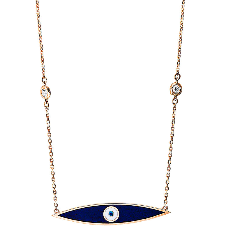 Collier 18 kt RG, 2 Brill. 0,08 ct, TW-si, 1 Farbsteine blau