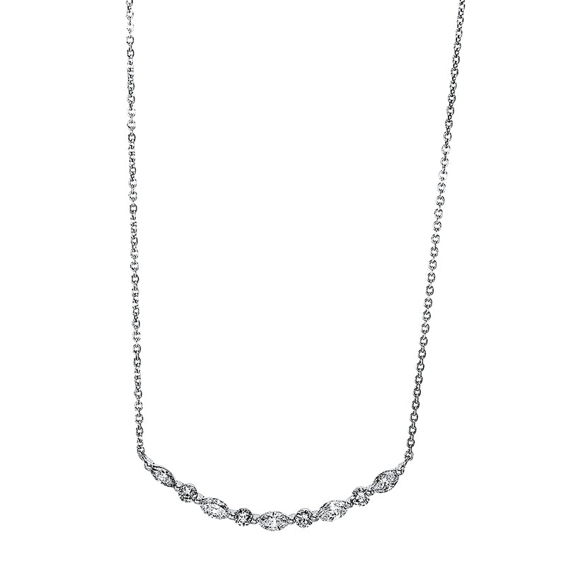 Collier 18 kt WG, 5 Nav. 0,28 ct, TW-si, 4 Brill. 0,13 ct, TW-si