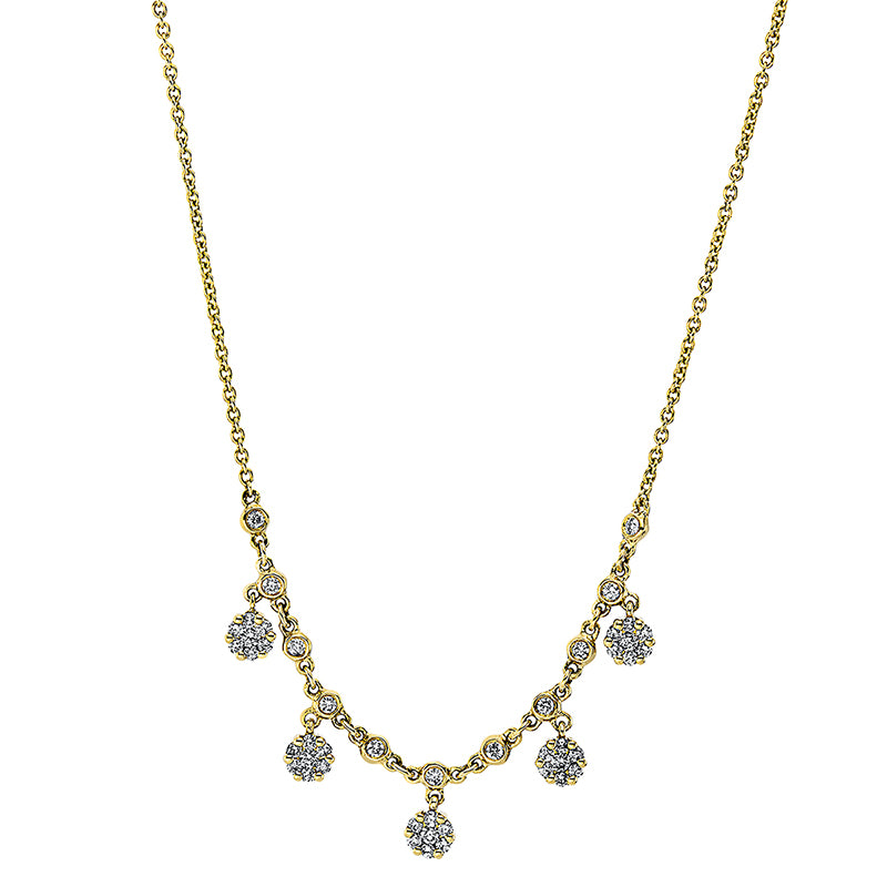 Collier 18 kt GG, mit ZÖ 40 cm, 46 Brill. 0,36 ct, TW-si