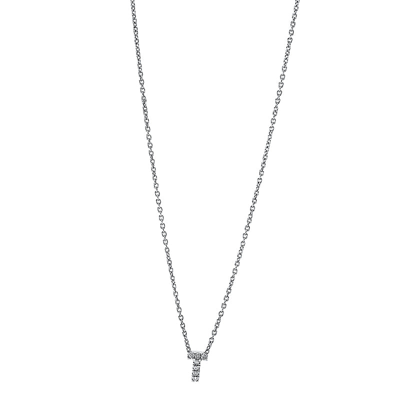 Collier 18 kt WG, mit ZÖ 40 cm, 7 Brill. 0,02 ct, TW-si