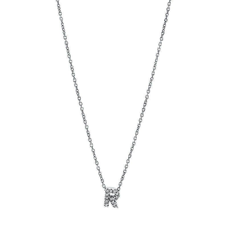 Collier 18 kt WG, mit ZÖ 40 cm, 13 Brill. 0,03 ct, TW-si