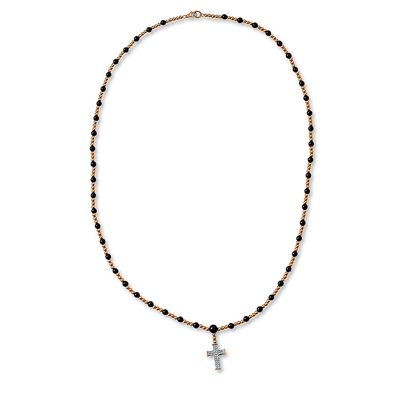 Collier 18 kt RG, gold Kugeln, 36 Brill. 0,25 ct, TW-si, 51 Onyx 26,69 ct schwarz