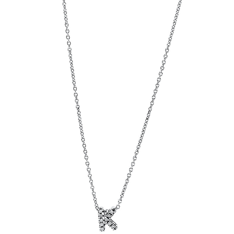 Collier 18 kt WG, mit ZÖ 40 cm, 10 Brill. 0,02 ct, TW-si