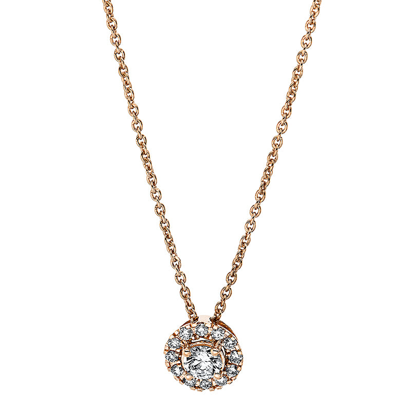 Collier 18 kt RG, 1 Brill. 0,16 ct, TW-si, 12 Brill. 0,09 ct, TW-si