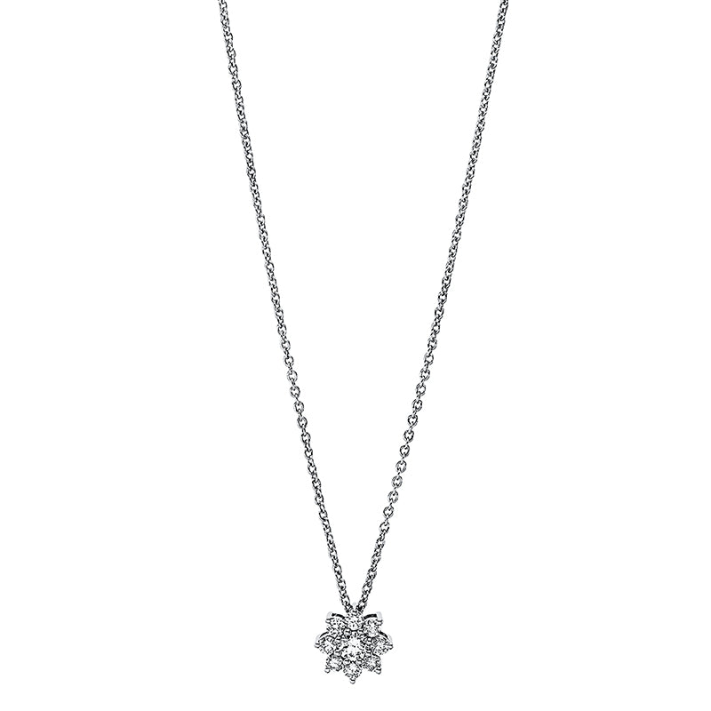 Collier 18 kt WG, 1 Brill. 0,09 ct, TW-si, 8 Brill. 0,16 ct, TW-si