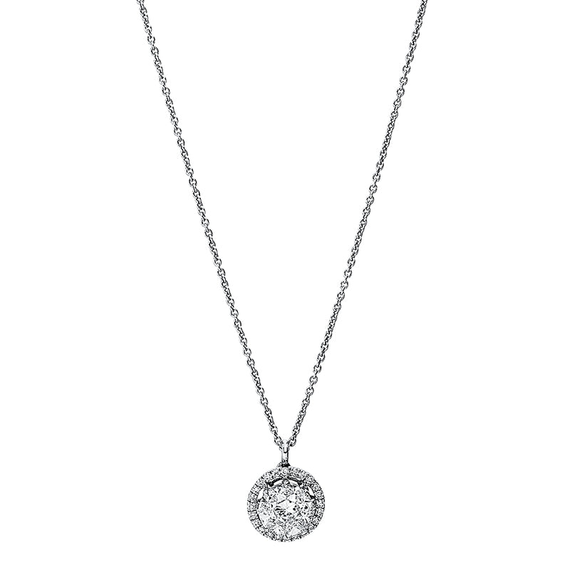 Collier 18 kt WG, 9 Fant-Schl. 0,67 ct, F-vsi, 24 Brill. 0,16 ct, F-vsi