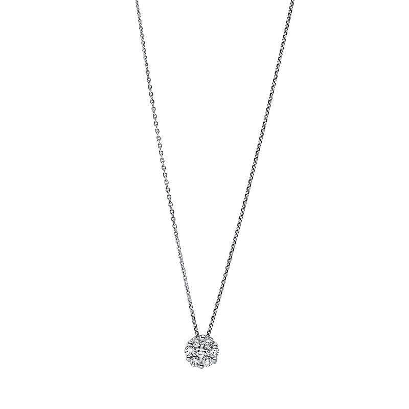 Collier 18 kt WG, 1 Brill. 0,04 ct, TW-si, 6 Brill. 0,11 ct, TW-si