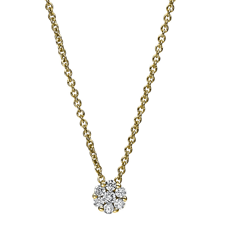 Collier 18 kt GG, mit ZÖ 40 cm, 1 Brill. 0,05 ct, TW-si, 6 Brill. 0,12 ct, TW-si