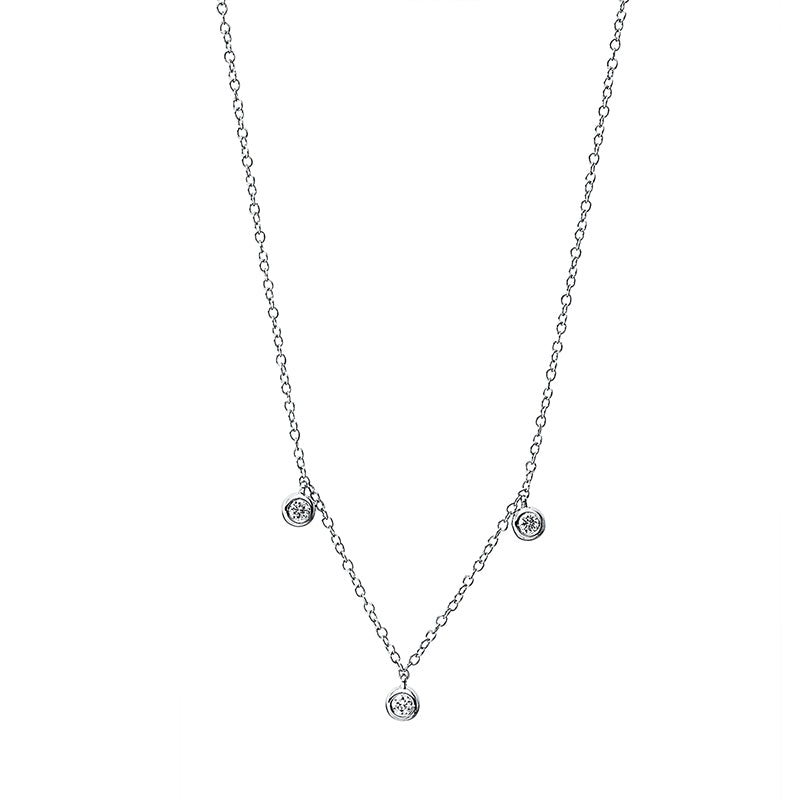 Collier 18 kt WG, 3 Brill. 0,09 ct, TW-si