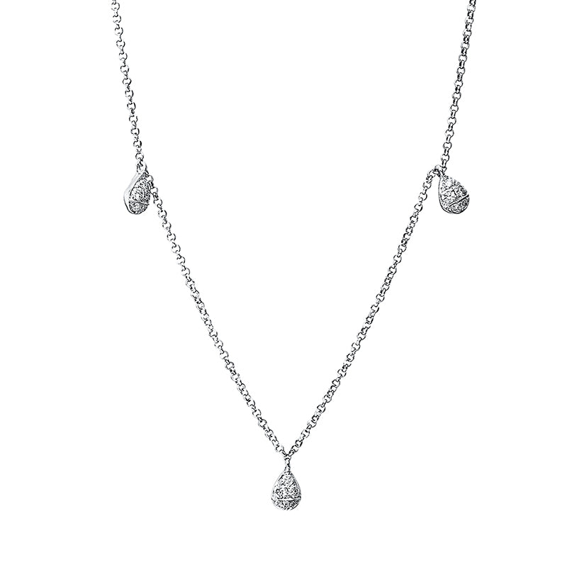 Collier 18 kt WG, mit ZÖ 38 cm + 41 cm, 35 Brill. 0,33 ct, TW-si