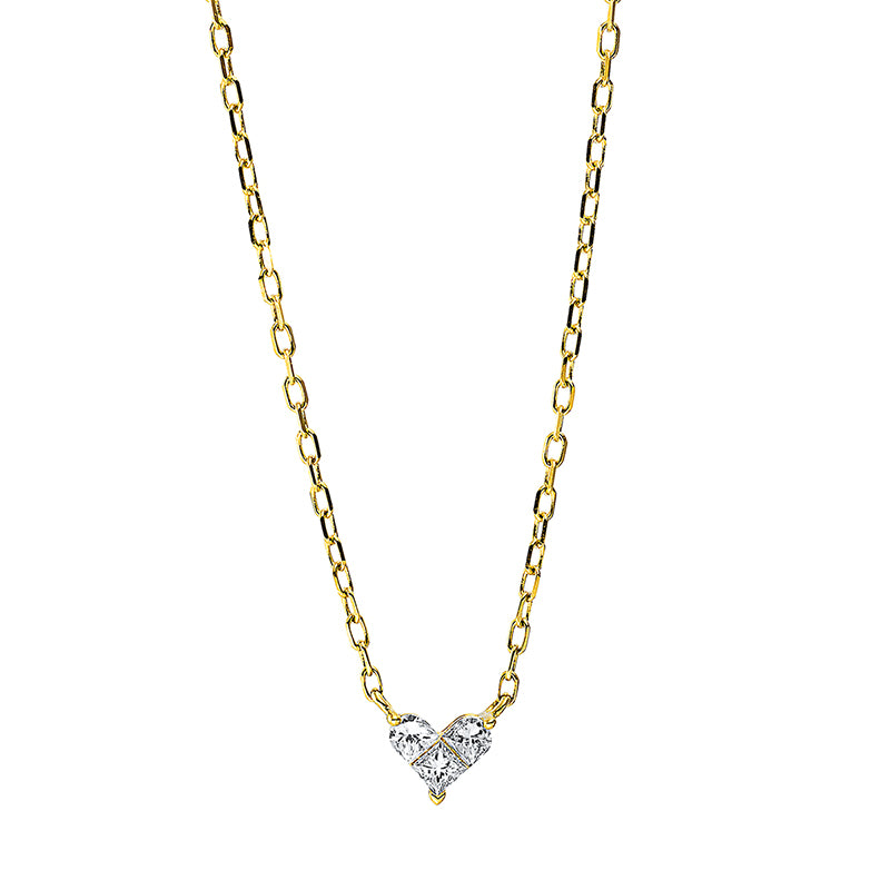 Collier 18 kt GG. 3 Fant-Schl. 0.14 ct. TW-si. L:45.7 cm