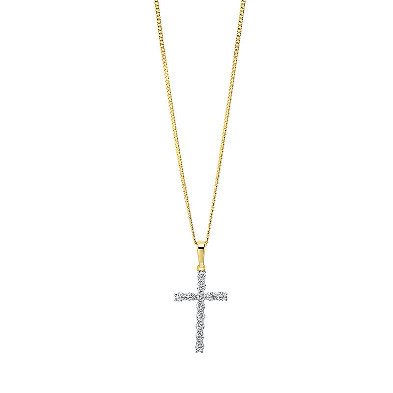 Collier 18 kt GG, Fassung rhodiniert, 12 Brill. 0,25 ct, TW-si
