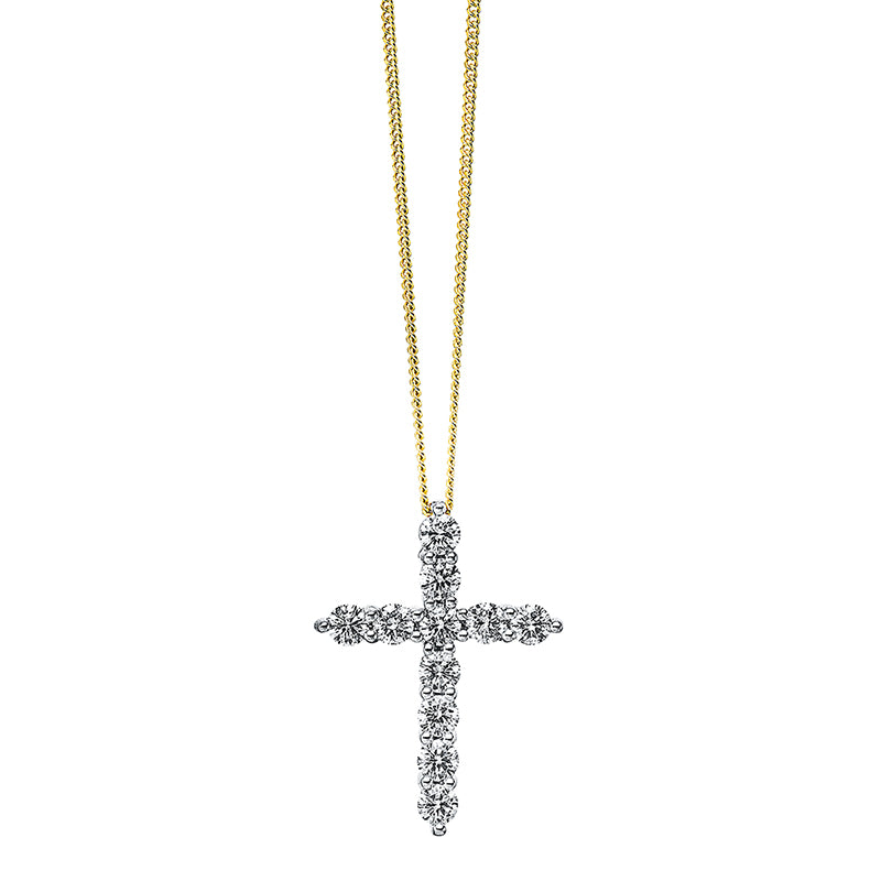 Collier 18 kt GG, Fassung rhodiniert, 11 Brill. 0,75 ct, TW-si