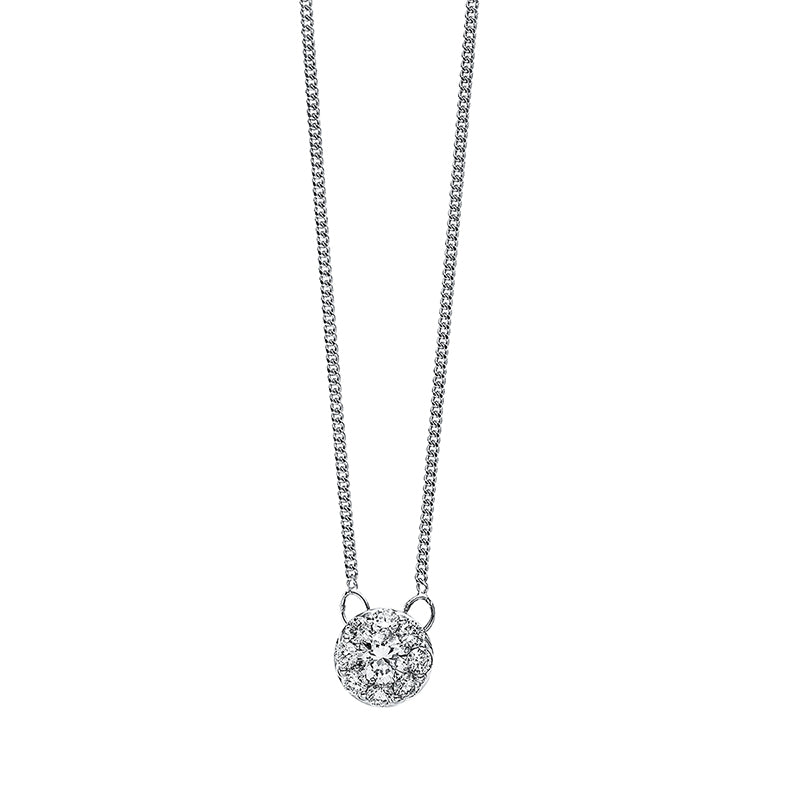 Collier 18 kt WG, 1 Brill. 0,20 ct, TW-si, 8 Brill. 0,20 ct, TW-si