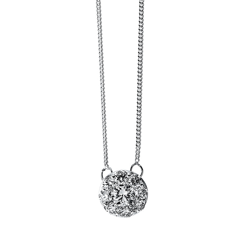 Collier 18 kt WG, 1 Brill. 0,33 ct, TW-si, 8 Brill. 0,42 ct, TW-si