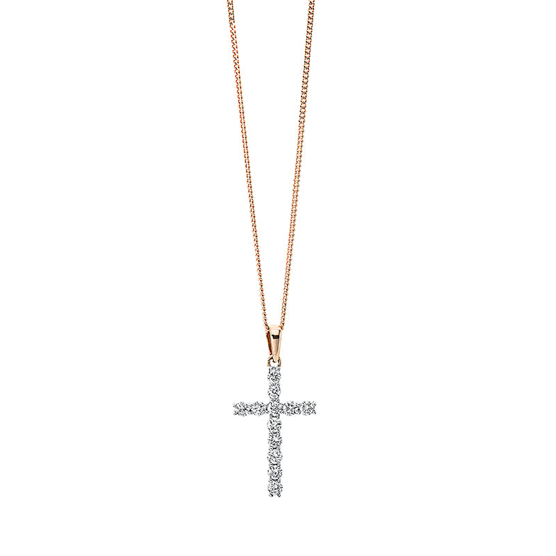 Collier 18 kt RG, Fassung rhodiniert, 12 Brill. 0,35 ct, TW-si