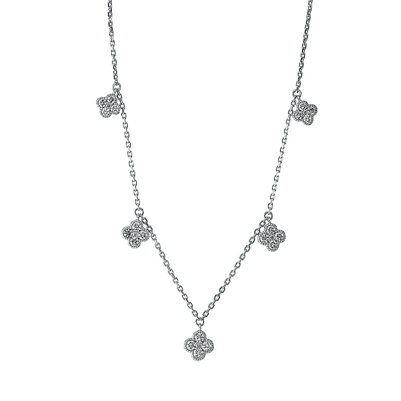 Collier 18 kt WG, 4 Brill. 0,03 ct, TW-si, 16 Brill. 0,50 ct, TW-si, 4 Brill. 0,18 ct, TW-si, 1 Brill. 0,01 ct, TW-si