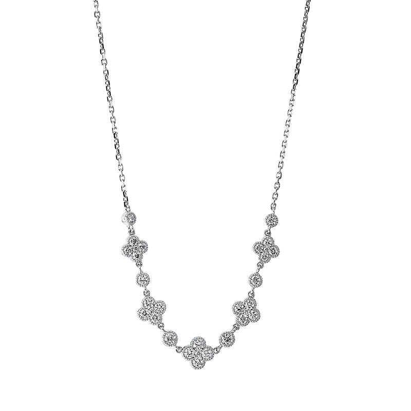 Collier 18 kt WG, 4 Brill. 0,03 ct, TW-si, 20 Brill. 0,59 ct, TW-si, 6 Brill. 0,28 ct, TW-si, 1 Brill. 0,01 ct, TW-si