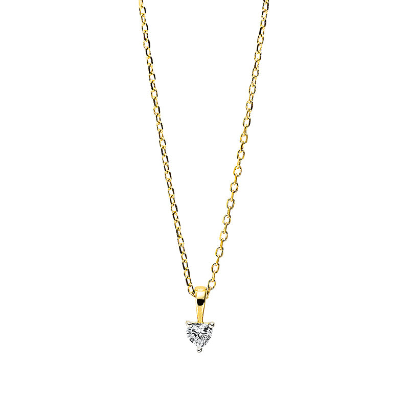 Collier 18 kt GG, 1 Herzschl. 0,09 ct, W-si