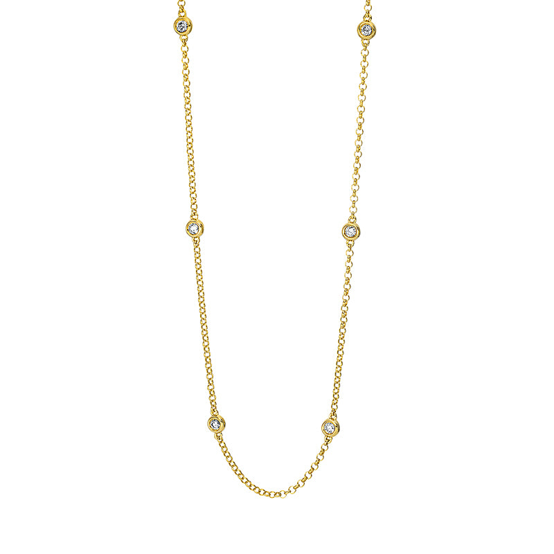 Collier 18 kt GG, mit ZÖ 50 cm, 10 Brill. 0,50 ct, TW-si